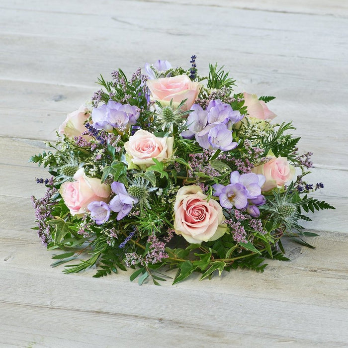 Rose and Freesia Posy White & Lilac - Extra Large funeral flowers – Newlands Flower Boutique