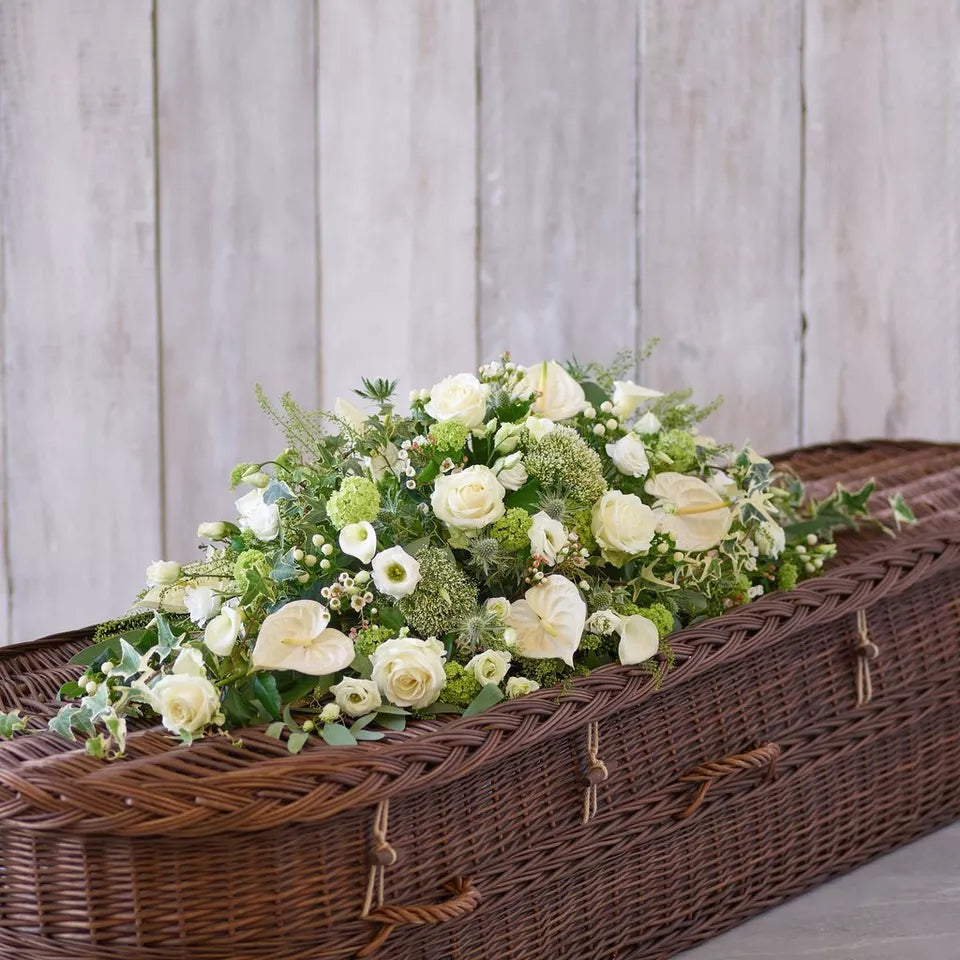 White and Green Casket Spray – Newlands Flower Boutique