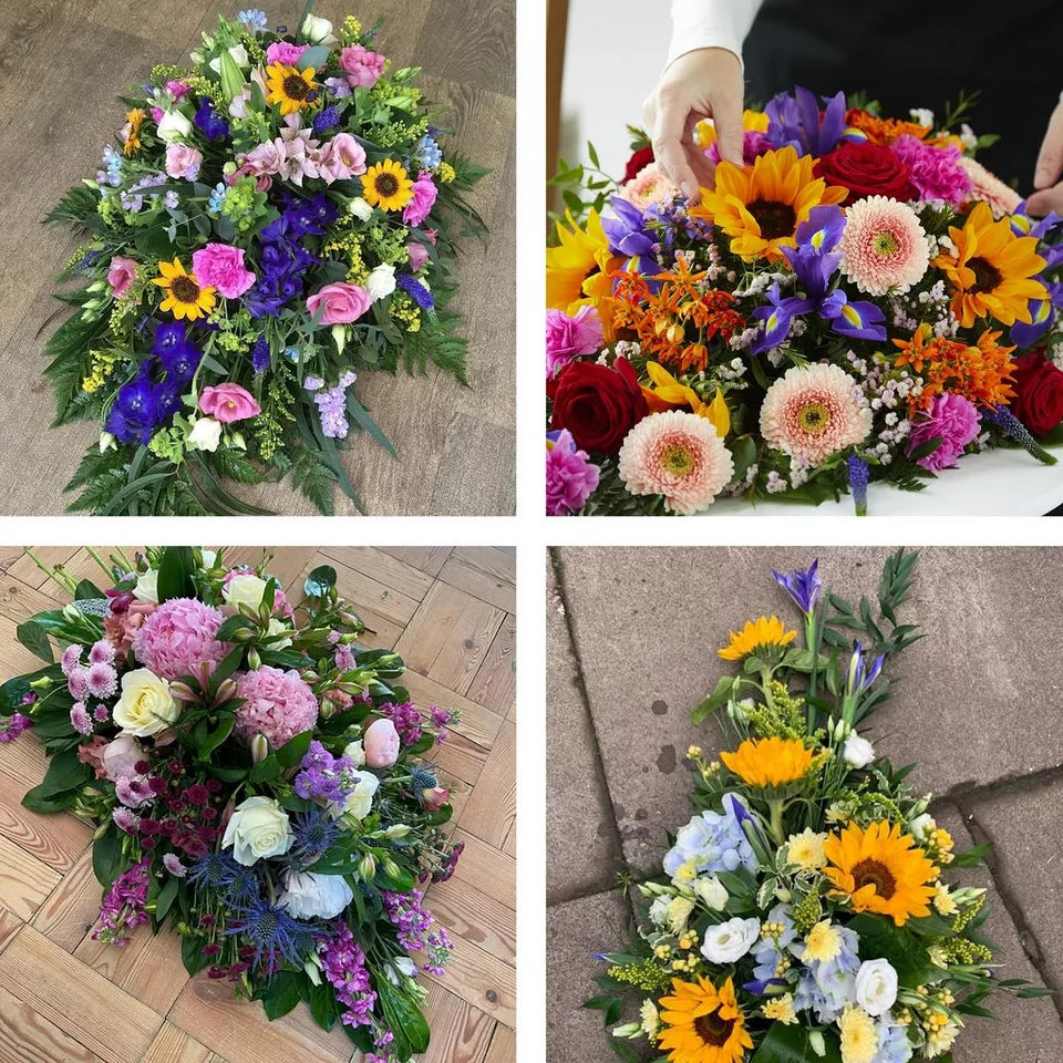 Funeral spray made with the finest flowers Florist Choice Std FB23