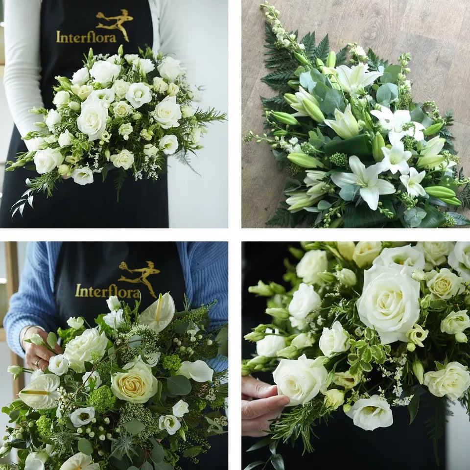 Funeral spray made with the finest flowers Florist Choice Std FB23
