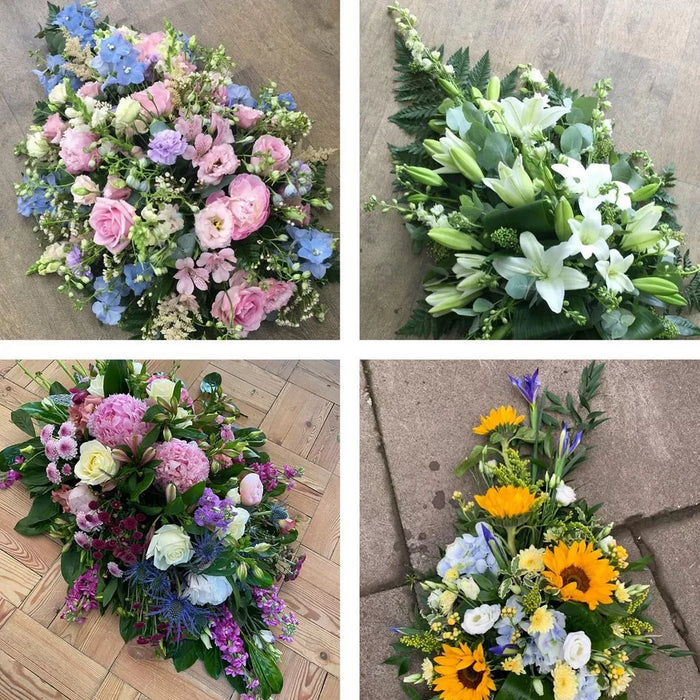 Funeral spray made with the finest flowers Florist Choice Std FB23 – Newlands Flower Boutique