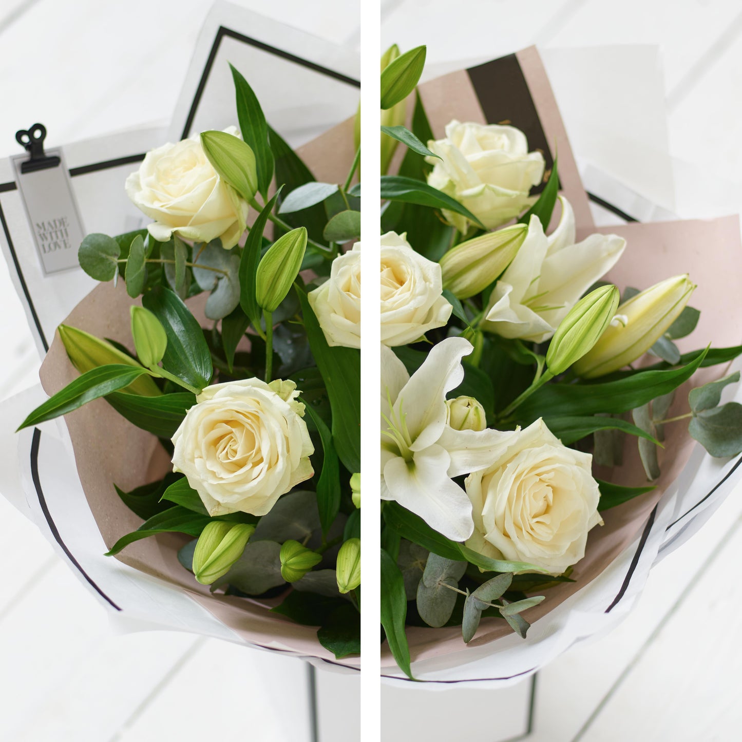 
                  
                    Beautifully Simple White Rose and Lily Bouquet
                  
                