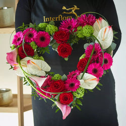 Alternate view of Contemporary Heart funeral flower arrangement