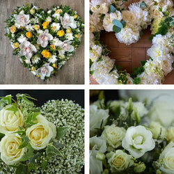 Neutral colour flower funeral heart tribute