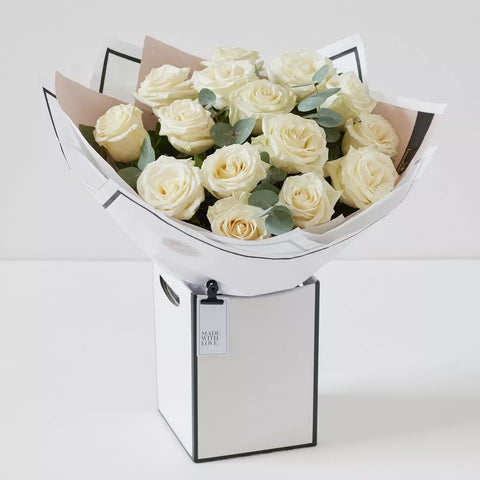 Beautifully Simple White Rose Bouquet