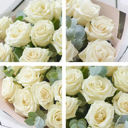 Beautifully Simple White Rose Bouquet – Newlands Flower Boutique