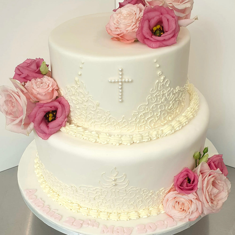 Two Tier Communion Cake On a 12 Inch Base