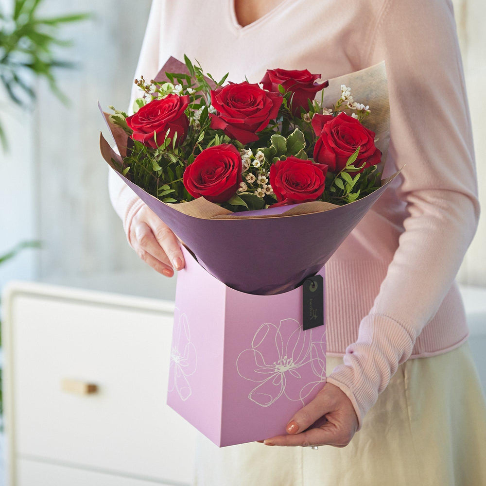 6 Red Rose Hand-Tied