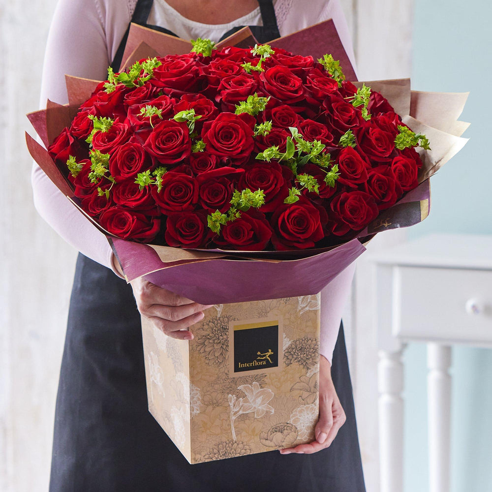 Dazzling 50 Large-headed Red Rose Valentine's Bouquet