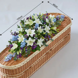 Blue and White Casket Spray – Newlands Flower Boutique