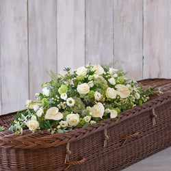 White and Green Casket Spray – Newlands Flower Boutique