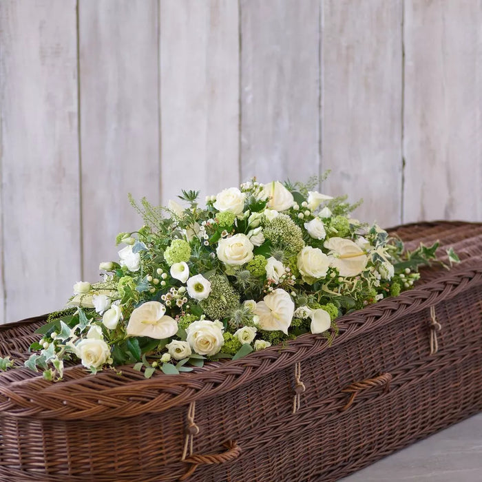 White and Green Casket Spray – Newlands Flower Boutique