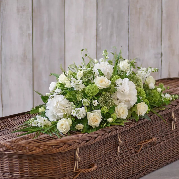 White Casket Spray – Newlands Flower Boutique