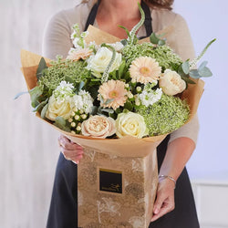 Sympathy hand-tied made with the finest flowers Neutrals €100 FB23 – Newlands Flower Boutique