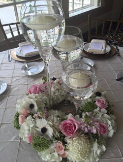 Ring Of Summer Flowers with 3 Globes with Candles