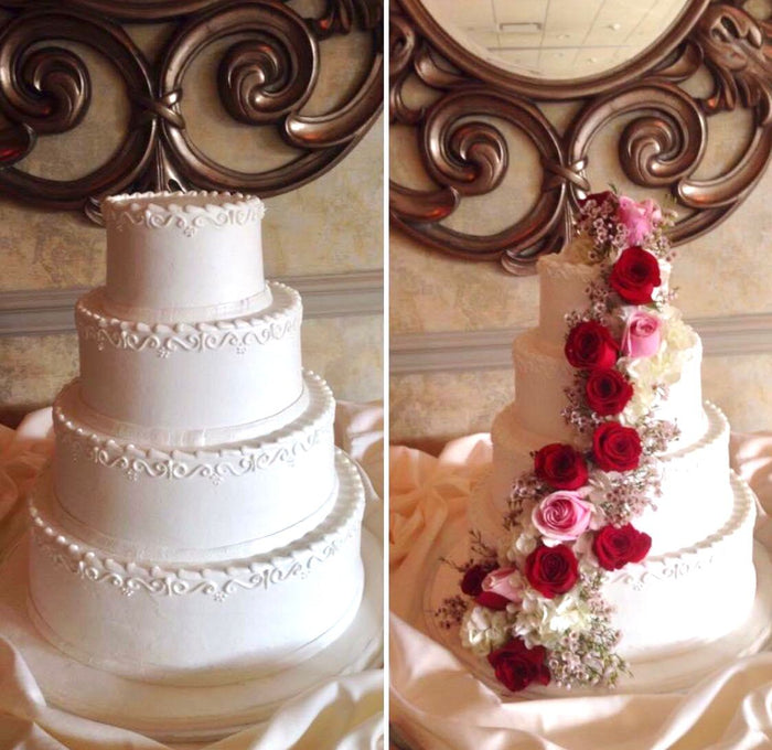 Rose and Babys Breath Cake flowers