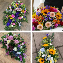 Funeral spray made with the finest flowers Florist Choice Std FB23 – Newlands Flower Boutique